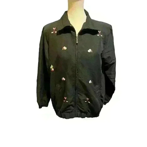 Keneth Tool Jackets & Blazers - K.T. Golf by Keneth Tool Petite Small Women's Black Zip Up Jacket Windbreaker